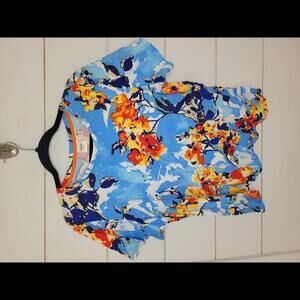 Rafaella XL Petite blue floral studded tee shirt